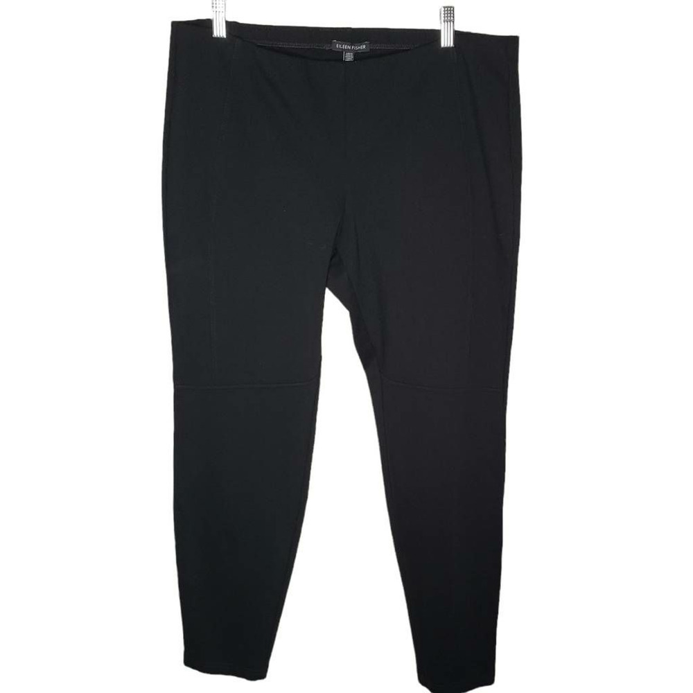 Eileen Fisher Womens sz Lg Casual Stretch Pants Black Pull On skinny straight